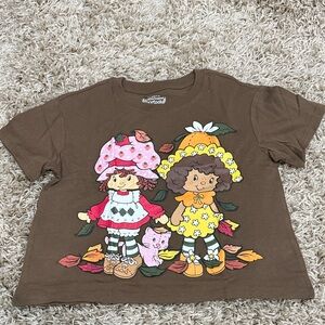 Brown Graphic T-Shirt with Strawberry Shortcake
